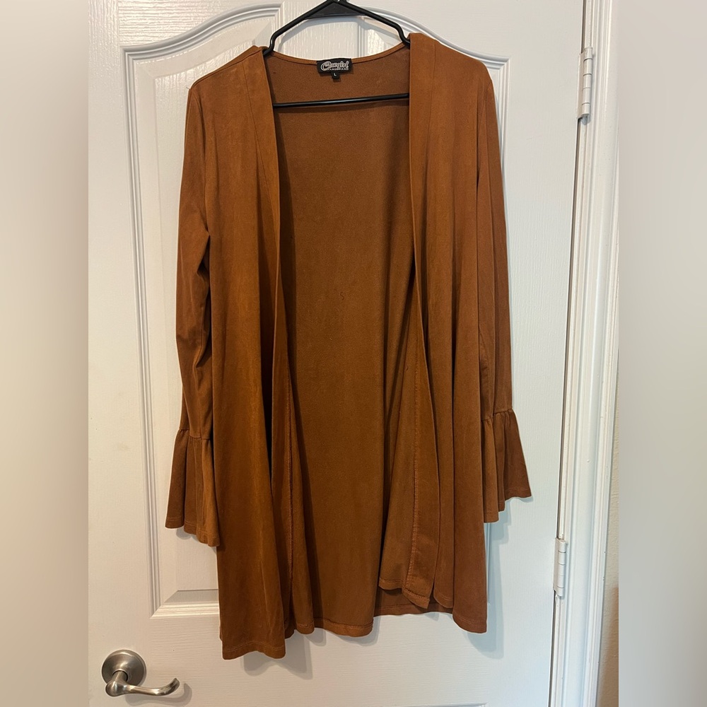 Brown Open Front Cardigan